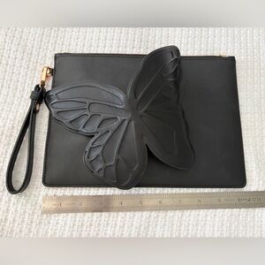 Sophia Webster Black Leather Butterfly Clutch Pouch Bag *has scratch* see photos